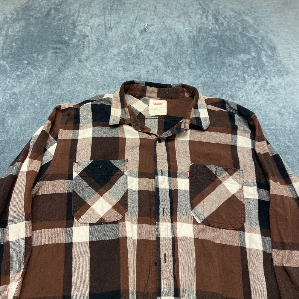 Levi's Shirt Mens Large Multicolor Check Cotton Button Up Flannel Long Sleeve